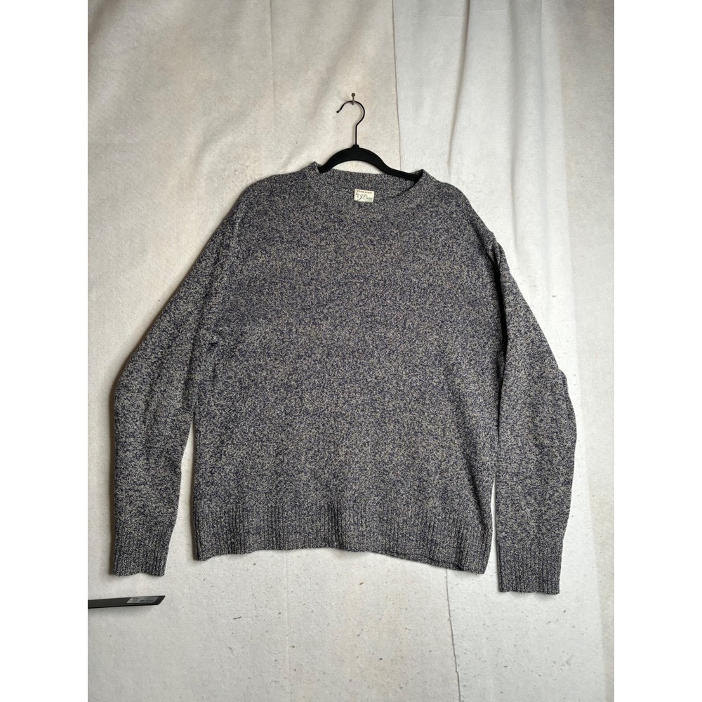 J.Crew Rugged Merino Wool Blend Marled Crewneck Sweater Navy XL BA285